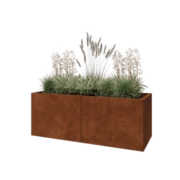 Jardinera XXL de acero corten - Rectángulo - 160 x 60 x 60 cm - Con placa inferior