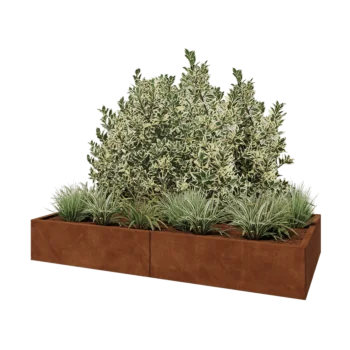 Jardinera XXL de acero corten - Rectángulo - 200 x 100 x 30 cm - Sin placa inferior
