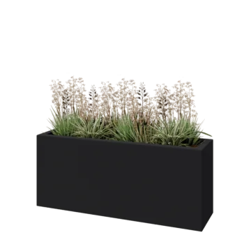 Jardinera de fibra de vidrio - Rectángulo - 120 x 30 x 50 cm - RAL7021 mate (gris negruzco) - Con fondo