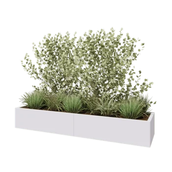 Jardinera XXL de acero - Rectángulo - 200 x 50 x 30 cm - RAL9010 mate (blanco) - Con placa inferior