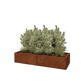 Jardinera XXL de acero corten - Rectángulo - 160 x 60 x 30 cm - Con placa inferior