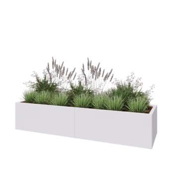 Jardinera XXL de acero - Rectángulo - 200 x 60 x 40 cm - RAL9010 mate (blanco) - Sin placa inferior