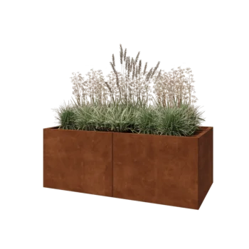 Jardinera XXL de acero corten - Rectángulo - 160 x 80 x 60 cm - Con placa inferior