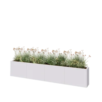 Jardinera XXL de acero - Rectángulo - 320 x 30 x 60 cm - RAL9010 mate (blanco) - Con placa inferior