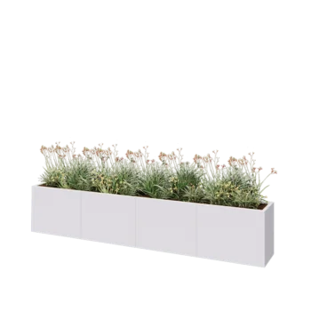 Jardinera XXL de acero - Rectángulo - 320 x 40 x 60 cm - RAL9010 mate (blanco) - Con placa inferior