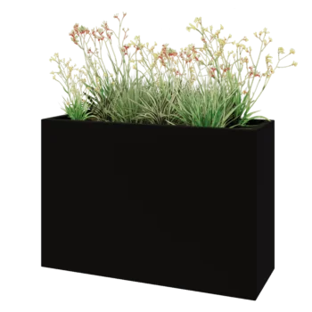 Jardinera de fibra de vidrio - Rectángulo - 120 x 40 x 80 cm - RAL9005 mate (negro) - Con fondo