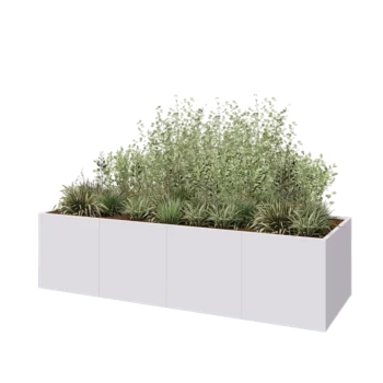 Jardinera XXL de acero - Rectángulo - 320 x 100 x 80 cm - RAL9010 mate (blanco) - Con placa inferior