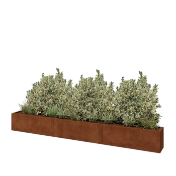 Jardinera XXL de acero corten - Rectángulo - 360 x 30 x 40 cm - Con placa inferior