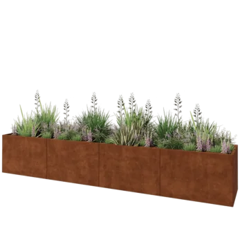 Jardinera XXL de acero corten - Rectángulo - 480 x 80 x 80 cm - Sin placa inferior