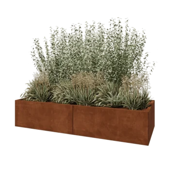 Jardinera XXL de acero corten - Rectángulo - 200 x 80 x 40 cm - Con placa inferior