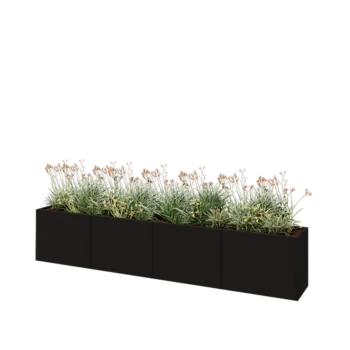 Jardinera XXL de acero - Rectángulo - 320 x 40 x 60 cm - RAL9005 mate (negro) - Sin placa inferior
