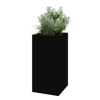 Jardinera de fibra de vidrio - Cuadrado - 50 x 50 x 100 cm - RAL9005 mate (negro) - Con fondo
