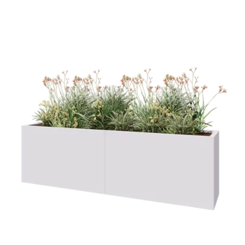 Jardinera XXL de acero - Rectángulo - 200 x 40 x 60 cm - RAL9010 mate (blanco) - Sin placa inferior