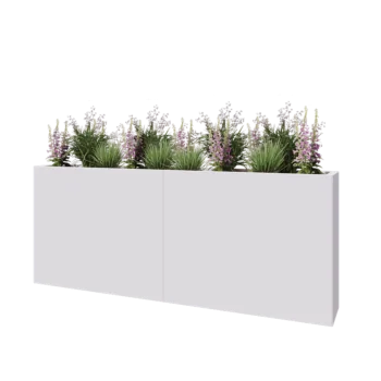 Jardinera XXL de acero - Rectángulo - 200 x 30 x 80 cm - RAL9010 mate (blanco) - Sin placa inferior