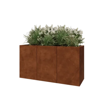 Jardinera XXL de acero corten - Rectángulo - 150 x 50 x 80 cm - Con placa inferior