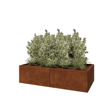 Jardinera XXL de acero corten - Rectángulo - 160 x 80 x 40 cm - Con placa inferior