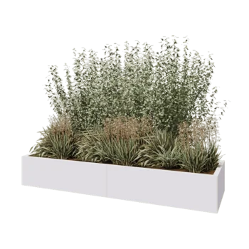 Jardinera XXL de acero - Rectángulo - 200 x 60 x 30 cm - RAL9010 mate (blanco) - Con placa inferior