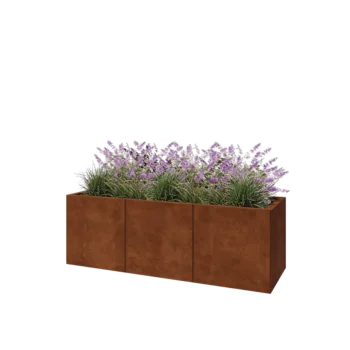 Jardinera XXL de acero corten - Rectángulo - 150 x 50 x 50 cm - Con placa inferior