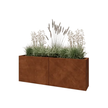 Jardinera XXL de acero corten - Rectángulo - 160 x 30 x 60 cm - Con placa inferior
