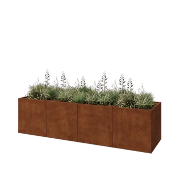 Jardinera XXL de acero corten - Rectángulo - 320 x 80 x 80 cm - Sin placa inferior