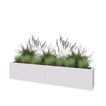 Jardinera XXL de acero - Rectángulo - 200 x 30 x 40 cm - RAL9010 mate (blanco) - Con placa inferior