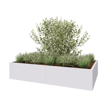Jardinera XXL de acero - Rectángulo - 200 x 120 x 40 cm - RAL9010 mate (blanco) - Sin placa inferior
