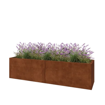 Jardinera XXL de acero corten - Rectángulo - 200 x 50 x 50 cm - Sin placa inferior