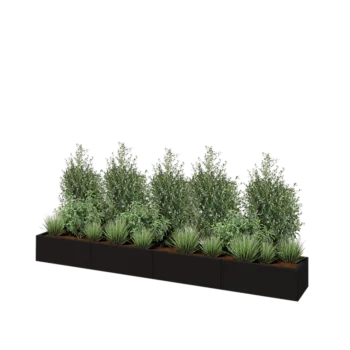 Jardinera XXL de acero - Rectángulo - 320 x 40 x 30 cm - RAL9005 mate (negro) - Sin placa inferior