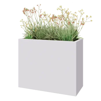 Jardinera de fibra de vidrio - Rectángulo - 100 x 40 x 80 cm - RAL9010 mate (blanco) - Con fondo