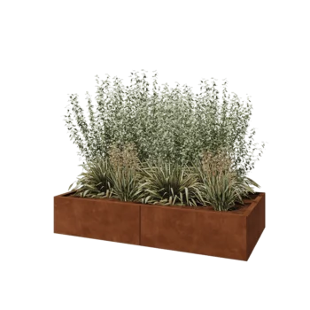 Jardinera XXL de acero corten - Rectángulo - 160 x 80 x 30 cm - Con placa inferior