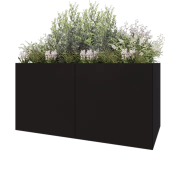 Jardinera XXL de acero - Rectángulo - 200 x 100 x 100 cm - RAL9005 mate (negro) - Con placa inferior
