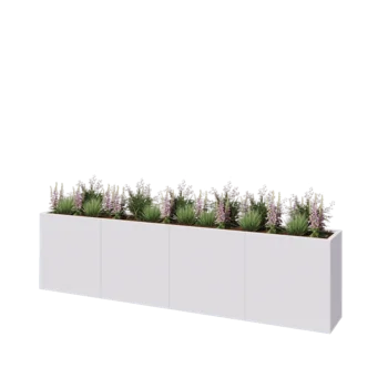 Jardinera XXL de acero - Rectángulo - 320 x 40 x 80 cm - RAL9010 mate (blanco) - Con placa inferior