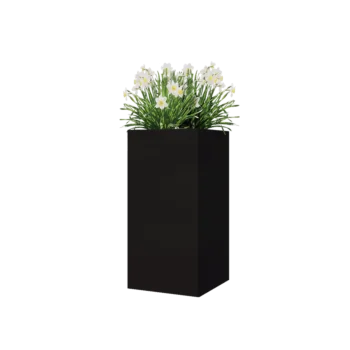 Jardinera de acero - Cuadrado - 40 x 40 x 80 cm - RAL9005 mate (negro) - Con placa inferior