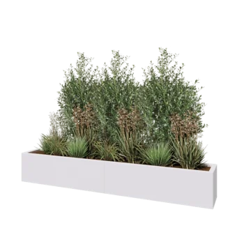 Jardinera XXL de acero - Rectángulo - 200 x 30 x 30 cm - RAL9010 mate (blanco) - Con placa inferior