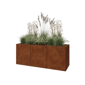 Jardinera XXL de acero corten - Rectángulo - 150 x 50 x 60 cm - Con placa inferior