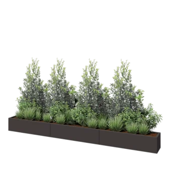 Jardinera XXL de acero - Rectángulo - 360 x 30 x 30 cm - RAL7016 mate (gris antracita) - Con placa inferior