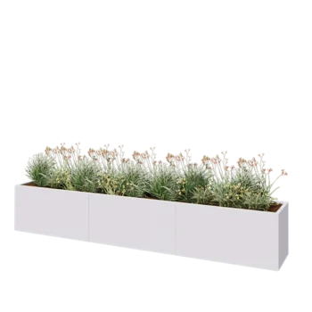 Jardinera XXL de acero - Rectángulo - 360 x 50 x 60 cm - RAL9010 mate (blanco) - Con placa inferior