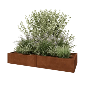 Jardinera XXL de acero corten - Rectángulo - 200 x 80 x 30 cm - Sin placa inferior