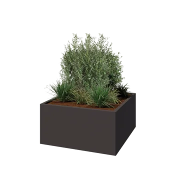 Jardinera de acero - Cuadrado - 100 x 100 x 50 cm - RAL7016 mate (gris antracita) - Sin placa inferior