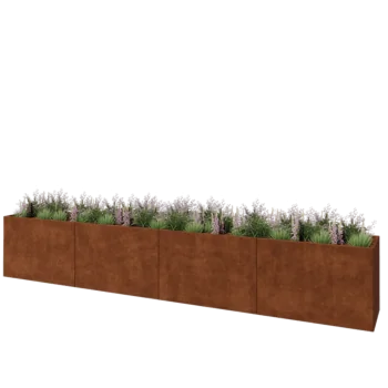 Jardinera XXL de acero corten - Rectángulo - 480 x 60 x 80 cm - Sin placa inferior