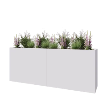 Jardinera XXL de acero - Rectángulo - 200 x 40 x 80 cm - RAL9010 mate (blanco) - Sin placa inferior