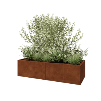 Jardinera XXL de acero corten - Rectángulo - 160 x 60 x 40 cm - Con placa inferior