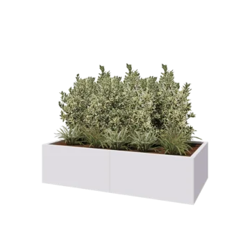 Jardinera XXL de acero - Rectángulo - 160 x 80 x 40 cm - RAL9010 mate (blanco) - Sin placa inferior