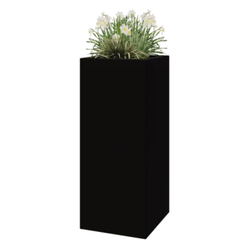 Jardinera de fibra de vidrio - Cuadrado - 50 x 50 x 120 cm - RAL9005 mate (negro) - Con fondo
