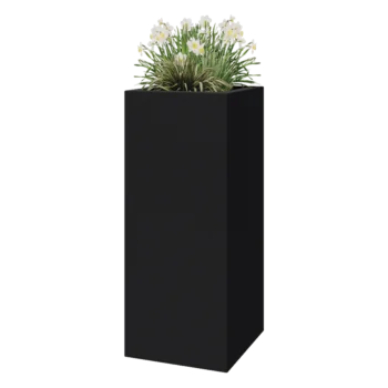 Jardinera de fibra de vidrio - Cuadrado - 50 x 50 x 120 cm - RAL7021 mate (gris negruzco) - Con fondo