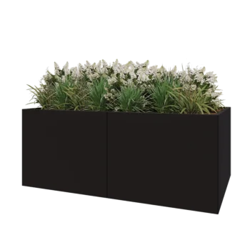 Jardinera XXL de acero - Rectángulo - 200 x 120 x 80 cm - RAL9005 mate (negro) - Sin placa inferior
