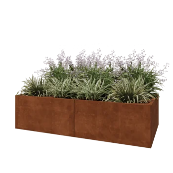 Jardinera XXL de acero corten - Rectángulo - 200 x 100 x 50 cm - Con placa inferior