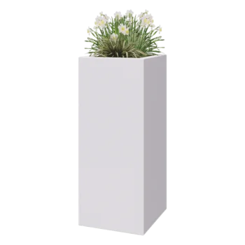 Jardinera de fibra de vidrio - Cuadrado - 50 x 50 x 120 cm - RAL9010 mate (blanco) - Con fondo