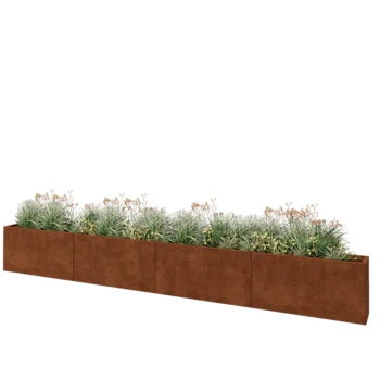 Jardinera XXL de acero corten - Rectángulo - 480 x 30 x 60 cm - Sin placa inferior