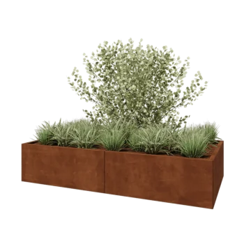 Jardinera XXL de acero corten - Rectángulo - 200 x 100 x 40 cm - Sin placa inferior